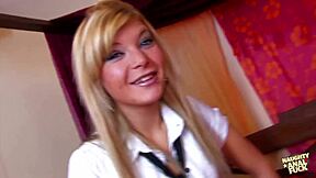 Did sexy skinny blonde bitch enjoy hard anal fuck?