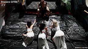 Hey Kira Noir, Ryan Reid, Nichole Saphir, Jesse Pony, ready for this wild foursome? Who's getting their ass licked first in this Brazzers train?