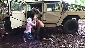 That petite teen 18+ got into a wild gangbang with soldiers, turning it into a rough anal session away from home.