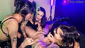 Curvy Brazilian Babes In See-Through Outfits Tease And Suck The College Janitor's Huge Cock Until He Cums