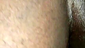 The black couple engages in intense action leading to creampie. He fills her petite ebony pussy with cum while she moans wetly.