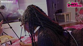 black ebony whore inhales white daddy with deepthroat face fucking