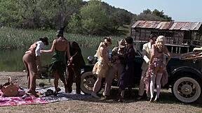 Bobbi Starr Dylan Ryder Julia Ann and Natasha Marley dive into outdoor orgy with anal assfucking and squirting