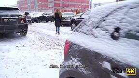 Redhead amateur calms debt collector with rough doggystyle sex