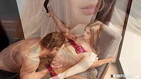 Petite Molly Little 18+ teases in cute red lingerie before hardcore fuck!