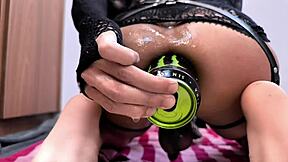 Shemale pushes anal play to extreme levels.