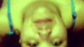 Pretty Ebony Teen Tittyfucks in Bikini Leading to Facial Cumshot