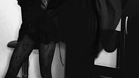 Specific Horny Witch Fucks Herself With Cane And Buttplug In Fishnets