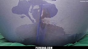 Stepdaughter faces punishment from stepdad after masturbating and wetting the sheets. He bends her over for doggystyle pounding with his big cock in pov taboo sex - pervdad.