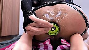 Shemale pushes anal play to extreme levels.