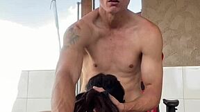 I get bent over for doggystyle after blowjob from tattooed teen babe on balcony