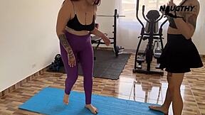 hey yoga lessons from this teen to that lesbian milf