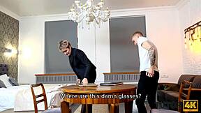 Tricky Boy Drills Mature Tutor In Black Stockings