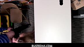 Blonde milf Adira Allure gets caught stealing in the shop. She faces punishment for her burglary habit.