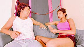 Cute brunette stepsis sucks and gets fucked rough doggystyle by stepbro in homemade interracial video with squirting orgasm.