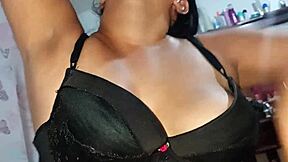 I let my stepdad touch my armpits and huge tits while he cums on them with his big cock.