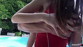 슬림 일본 틴 비키니 입고 노인들 유혹해 첫 MMF 3썸 무수정 JAV 섹스