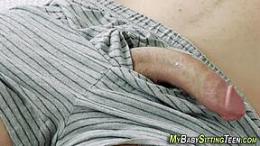 Teenage aupair contrasts innocence with intense banging from a big cock in a group facial session