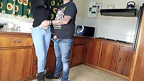 QUICKIE KITCHEN FUCK WITH CUTE TEEN IN DOGGYSTYLE AND HANDJOB ACTION