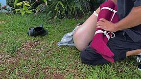 Caressing outdoor dirty socks