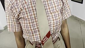 Step daddy visits her after school and twists her small tits during a bedroom session. They keep it romantic in the couple's homemade video.