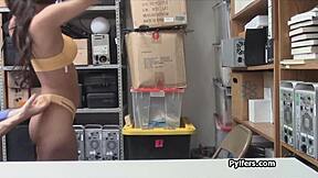 Kinky latina thief rides that security guard's cock hard