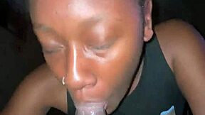 Teen neighbor gives secret blowjob leading to deepthroat creampie and cum in mouth.