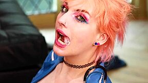 Curvy British redhead teen strips lingerie for wild dildo orgasm in steamy bath!