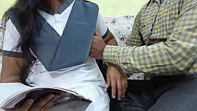 Teacher lures student into hairy pussy sex with tempting offers in sexy Hindi voice