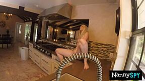 horny blonde nanny quits the lesbian tease to ride her boss's big cock in missionary