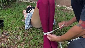 Caressing outdoor dirty socks