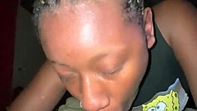 Teen neighbor gives secret blowjob leading to deepthroat creampie and cum in mouth.