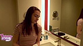 Stepdad gives 18yo Reese Robbins creampie in taboo doggystyle and missionary bareback