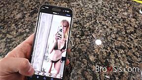 That freckled girl sent nudes to tease her step bro until he finally fucked her hard.