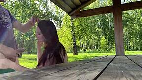 Hey, I was walking in the woods and spotted this bored beauty, so I cheered her up with my dick.