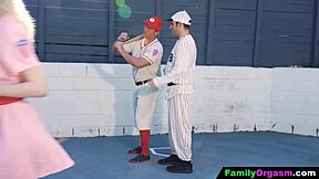 Are these girls really playing with their baseball player fathers?
