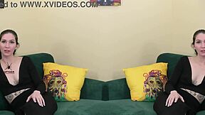 I love how Kit Summers rocks that two-piece black outfit with deep plunging neck in her photoshoot