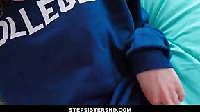 Skinny blonde step sister rides horny step brother's cock pov!