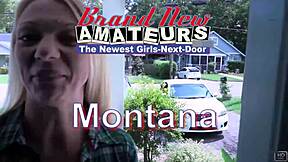 skinny mature blonde montana rubs wet shaved pussy and gives blowjob with cum in mouth