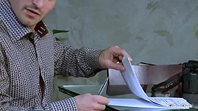 after the amazing sex, the petite blonde licks off his cum in a close-up scene