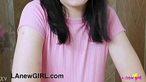 Cute teen 18+ brunette had a shower