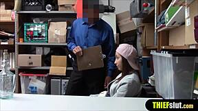 What happens when a cute Russian migrant shoplifter teen gets punished roughly in the garage with blowjob and doggystyle?