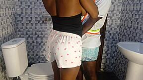 i feel so turned on watching this plumber fuck his client's tight 18yo ebony daughter in the bathroom with rough passion