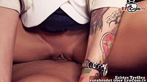 Slim redhead German MILF craves intense POV public fuck on street