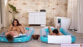 massagemyfantasy com - busty milf masseuse fucks 2 virgin guys