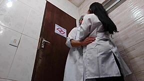 Nurse rips off condom banging asian doctor in hospital toilet!