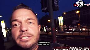 Slim redhead German MILF craves intense POV public fuck on street