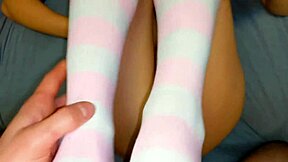 uncensored japanese step mom in lingerie bent over with huge cumshot on panties