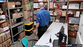 chunky teen thief got caught and now faces big trouble with that monster cock