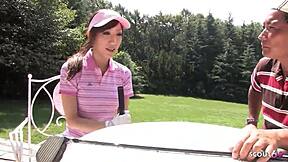 skinny japanese teen 18+ gives uncensored risky public blowjob to older guy at golf lesson